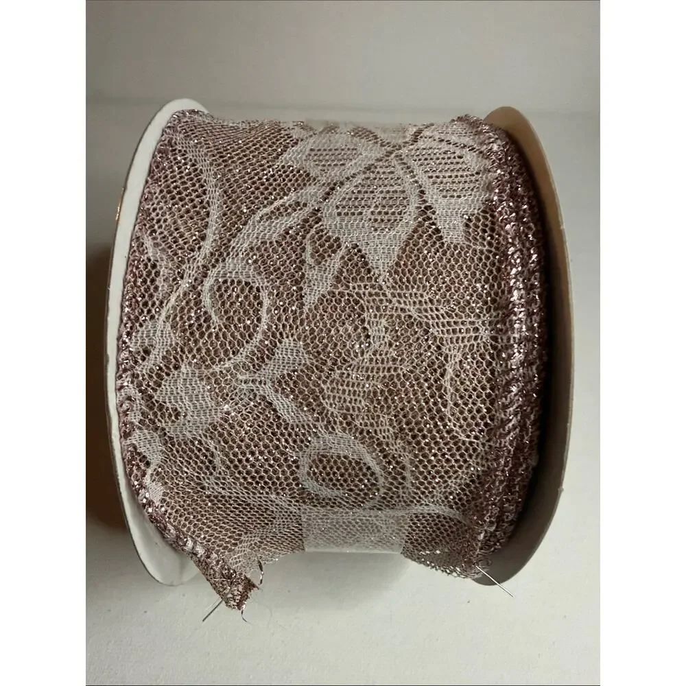Celebrate It Metallic Lace Ribbon - Rose